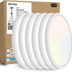 zemty 6pack 12 inch led flush mount ceiling light (white)