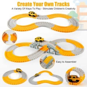kizplays 260 pcs construction race tracks for kids toys